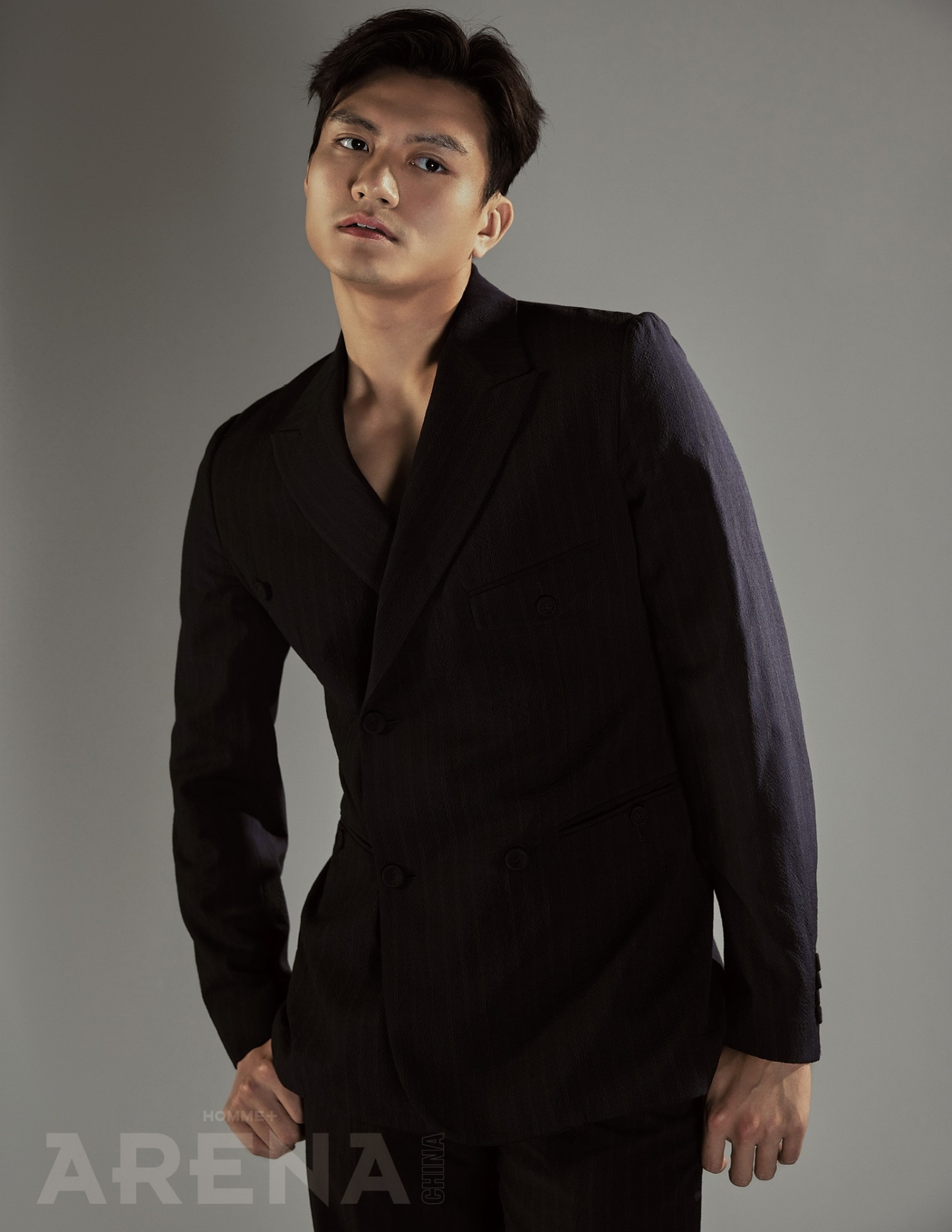 Arena Homme+ China — double-breasted suit portrait