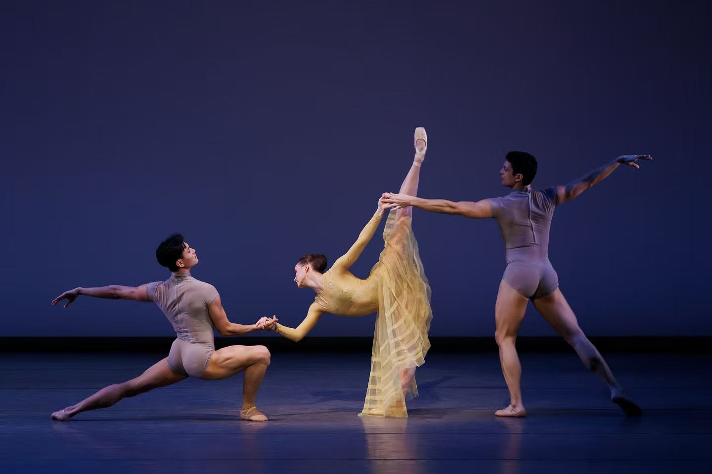 Underneath, There Is Light series — Underneath, There Is Light — pas de trois with extended arabesque in golden costume